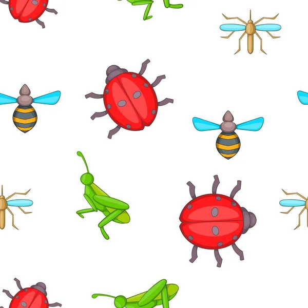 Padrão de insetos diferentes, estilo dos desenhos animados — Vetor de Stock