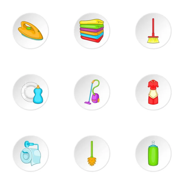 Ensemble d'icônes de jour sanitaire, style dessin animé — Image vectorielle