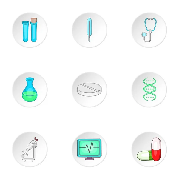 Doctoral icons set, cartoon style — Stock Vector