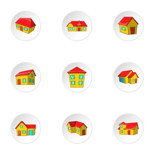 Ensemble d'icônes de la maison, style dessin animé — Image vectorielle