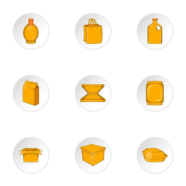 Set di icone del contenitore, stile cartone animato — Vettoriale Stock