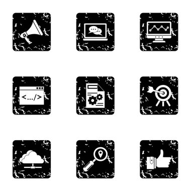 SEO promosyon simgeler kümesi, grunge tarzı