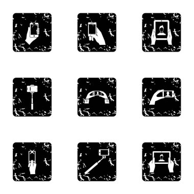 Resmi smartphone simgeler kümesi, grunge tarzı için