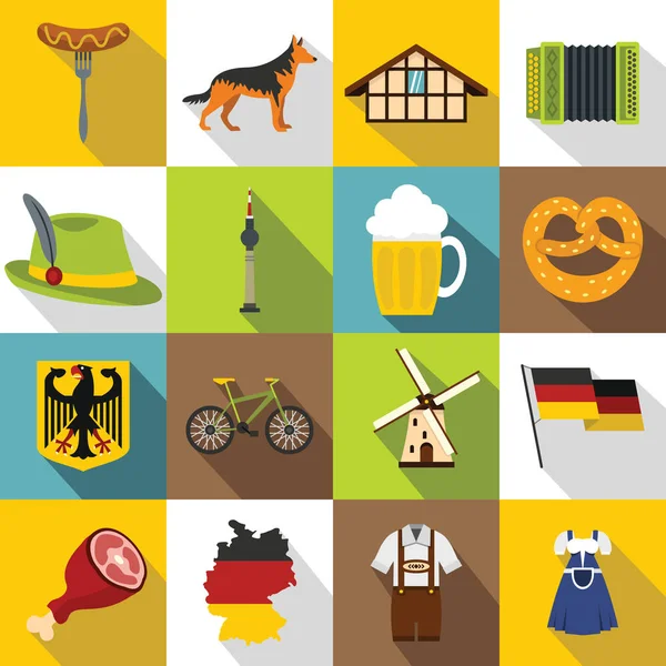 德国图标设置、 平风格 — 图库矢量图片
