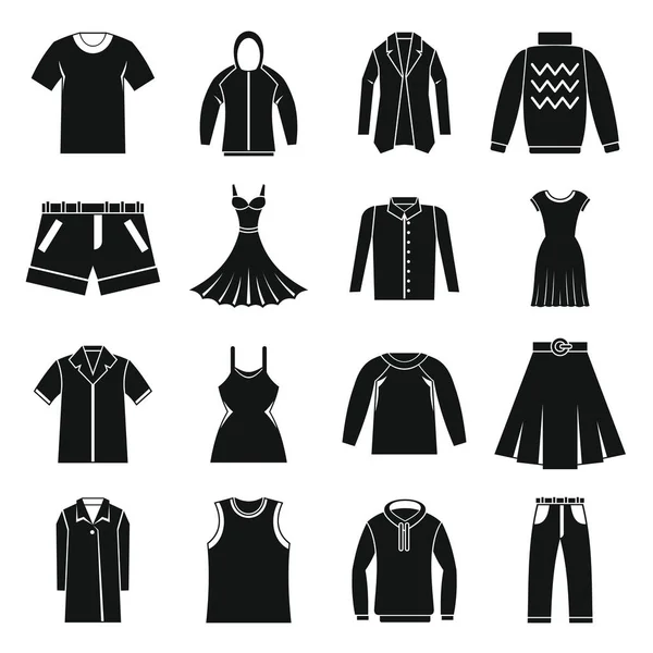 Conjunto de diferentes iconos de ropa, estilo simple — Vector de stock