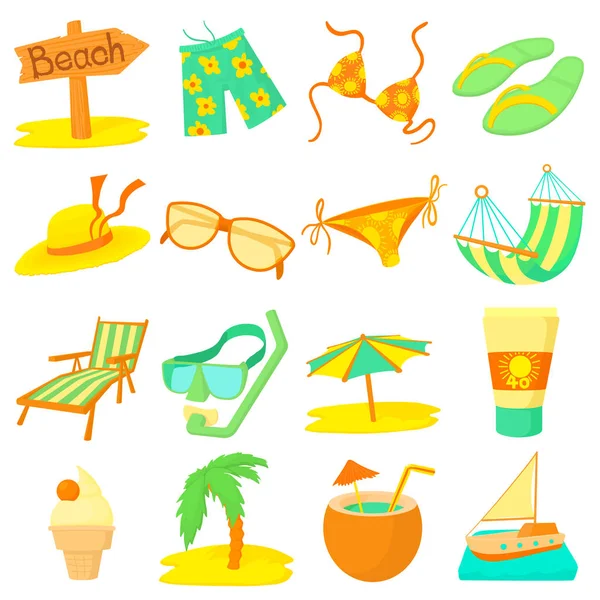 Deniz dinlenme Icons set, karikatür tarzı