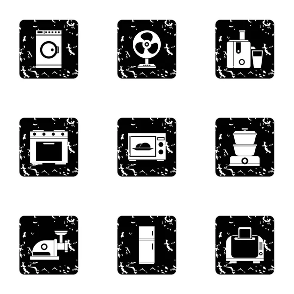 Geräte für Home Icons Set, Grunge-Stil — Stockvektor