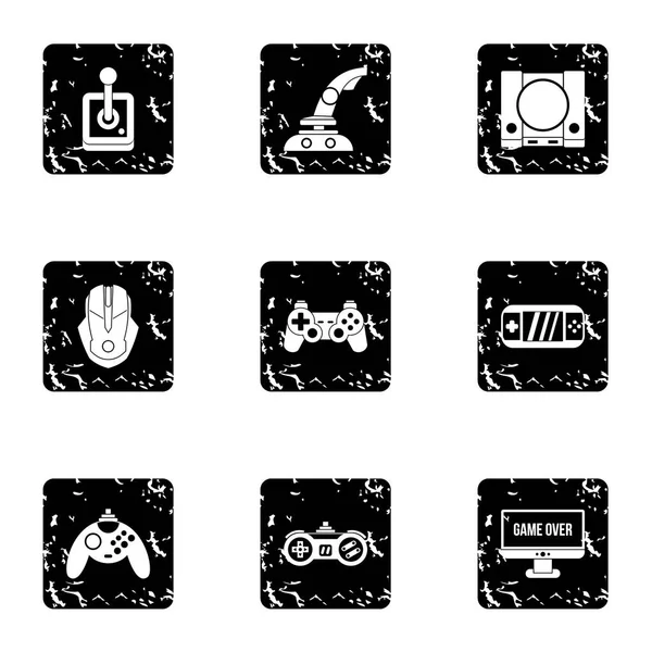 Conjunto de iconos de consola de juegos, estilo grunge — Vector de stock