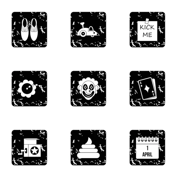 Jocularity Icons Set, Grunge-Stil — Stockvektor