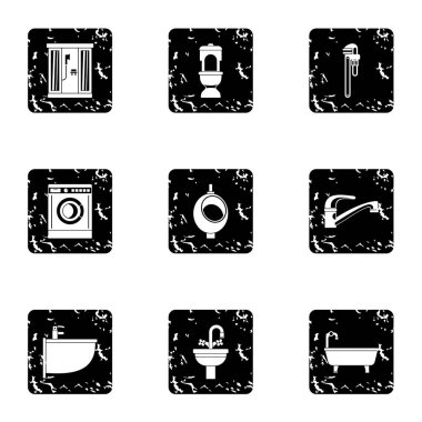 Banyo simgeler kümesi, grunge tarzı için donatım