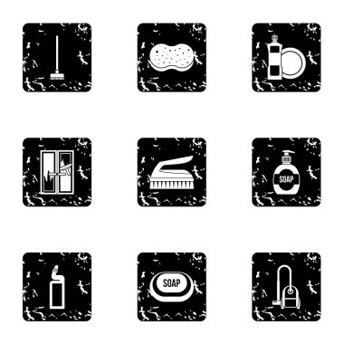 Hafta sonları simgeler sette, grunge tarzı temizlik