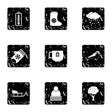 Kış tatil simgeler kümesi, grunge style