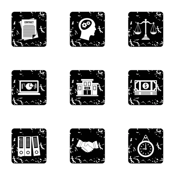Office icons set, grunge style — Stock Vector