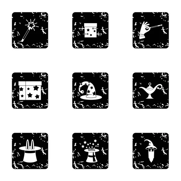Witchcraft icons set, grunge style — Stock Vector