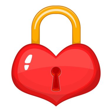 Kalp şeklinde kilit simgesi, karikatür tarzı