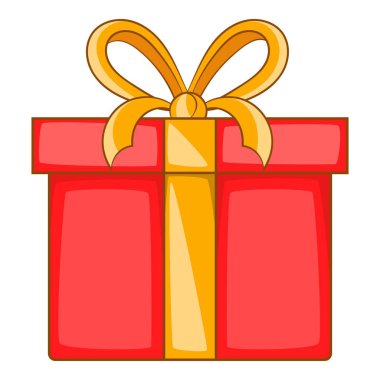 Noel kutu sarı yay simgesi, karikatür tarzı ile