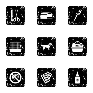 Hayvan hastalıklarıyla ilgili simgeler kümesi, grunge tarzı