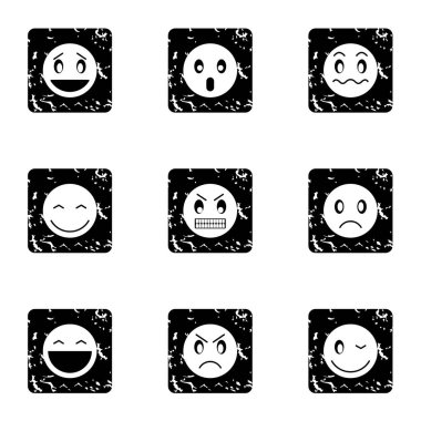 Yuvarlak suratlar simgeler kümesi, grunge tarzı