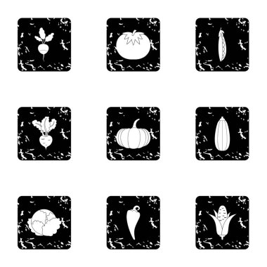 Taze sebze simgeler kümesi, grunge tarzı