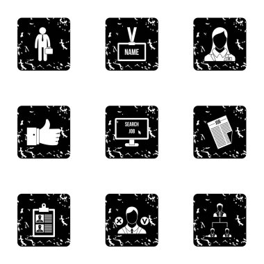 İş Icons set, grunge tarzı