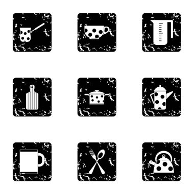 Yemek öğeleri simgeler kümesi, grunge tarzı