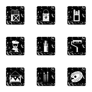 Çizim simgeler kümesi, grunge tarzı boya