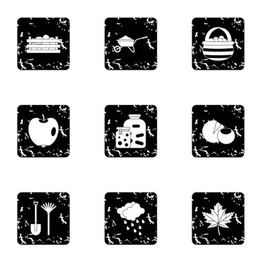 Düşen yaprakları simgeler kümesi, grunge tarzı sezon