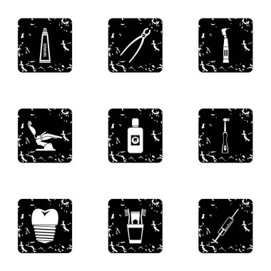 Diş tedavisi simgeler kümesi, grunge tarzı