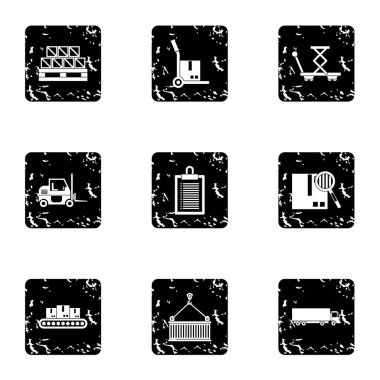 Mağaza Icons set, grunge tarzı