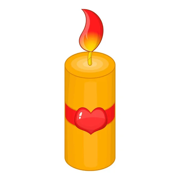 Día de San Valentín icono de la vela, estilo de dibujos animados — Vector de stock