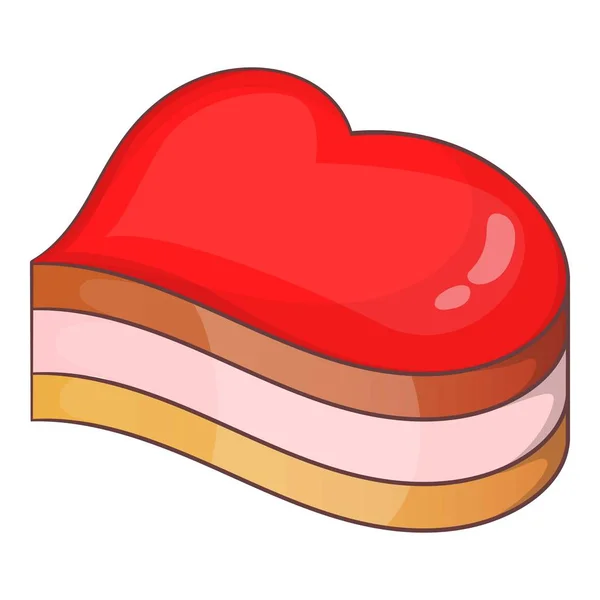 Icona torta a forma di cuore, stile cartone animato — Vettoriale Stock