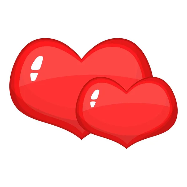 Two red hearts icon, cartoon style — Stock Vector