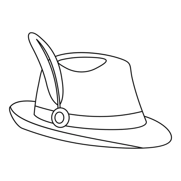 Icono de sombrero de Tirol, estilo de esquema — Vector de stock