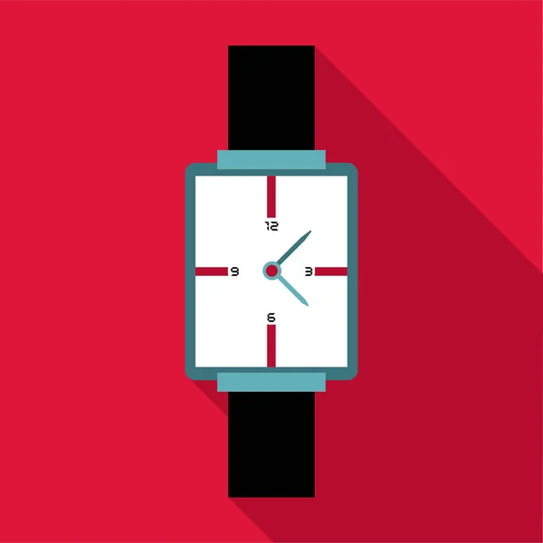 Fyrkantig armbandsur ikon, platt stil — Stock vektor