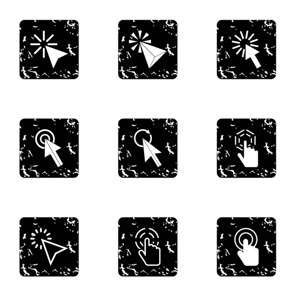 Pointer of computer icons set, grunge style — Stock Vector