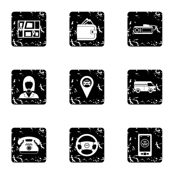 Taxi vlastní ikony set, grunge styl — Stockový vektor