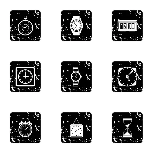 Set di icone cronometro, stile grunge — Vettoriale Stock