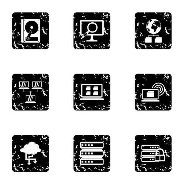 Conjunto de iconos de datos, estilo grunge — Vector de stock