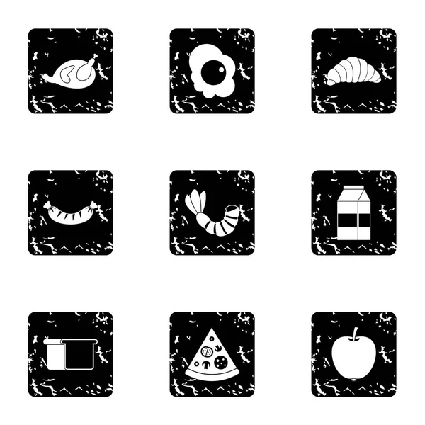 Conjunto de iconos de desayuno, estilo grunge — Vector de stock