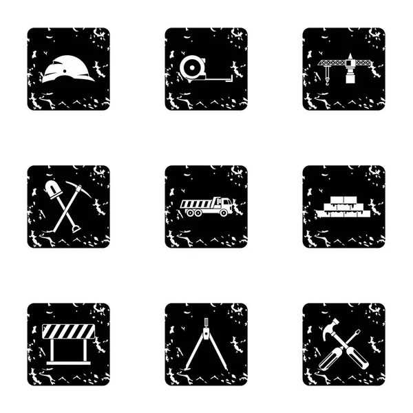 Repair icons set, grunge style — Stock Vector