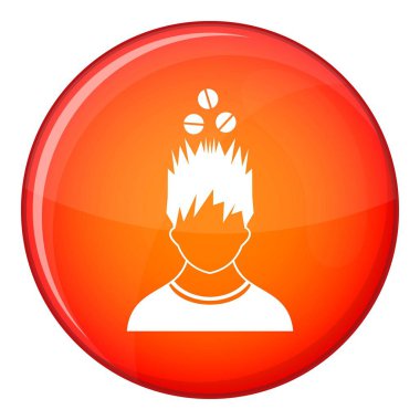 Tablet kafa simgesi, düz stil üzerinde olan adam