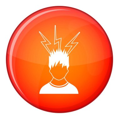 Adam simgesi, düz stil baş yukarıda yıldırım