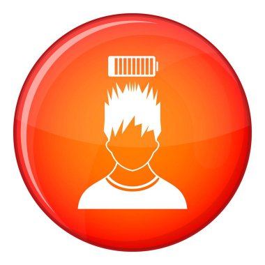 Adam baş simgesi, düz stil üzerinde düşük pil ile