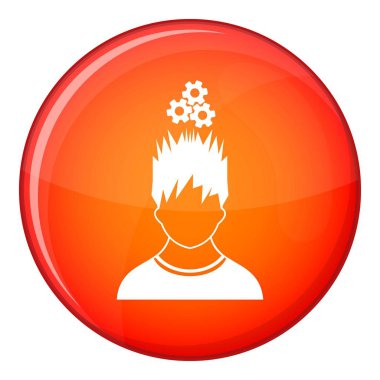 Adamla baş simgesi, düz stil üzerinde metal Dişliler