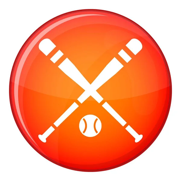 Bâton de baseball et icône de balle, style plat — Image vectorielle