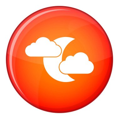 Ay ve bulutlar simgesi, düz stil