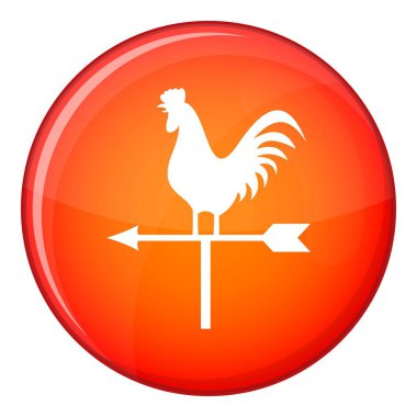 Weather vane with cock icon, flat style clipart