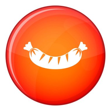 Izgara sosis ikonu, düz stil.