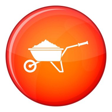 Toprak simgesi, düz stil yüklü el arabası