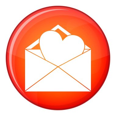 Kalp simgesi, düz stil ile açık zarf